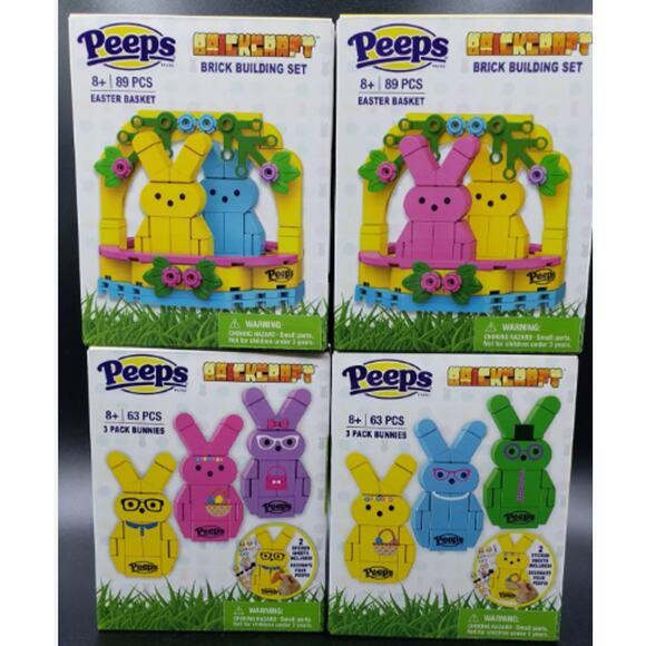 Set Of 4 Brickcraft‎ Peeps Brick Building Set Lot 2025 Bunnies Easter Basket NEW - Picture 1 of 6